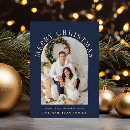 Elegant God jul Arch Photo Blue Julkort