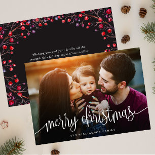 Elegant God jul Berries Back Photo White Julkort