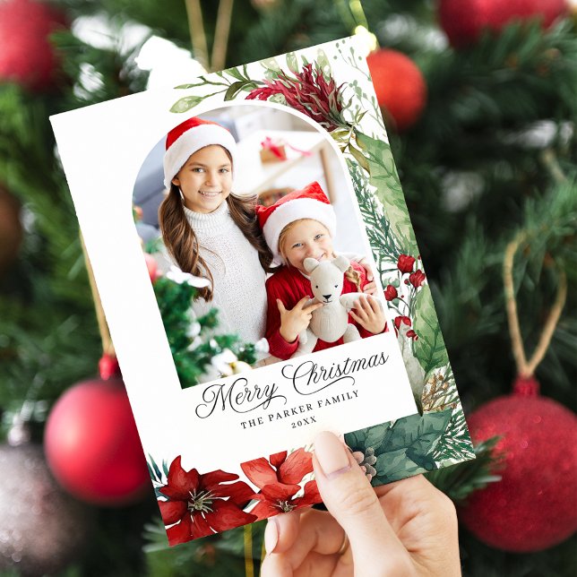 Elegant God jul Botanical Arch Photo Julkort (Skapare uppladdad)