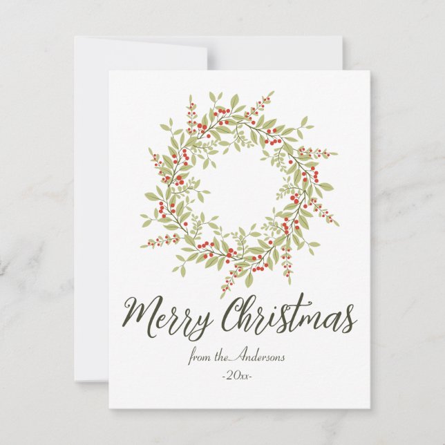 Elegant God jul Botanical Grey Julkort (Framsida)