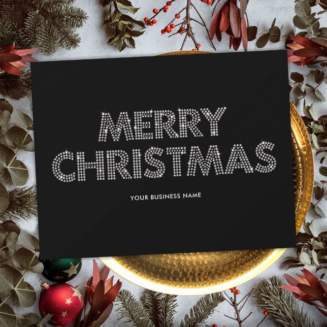 Elegant God jul Business Black & White Julkort (Front)