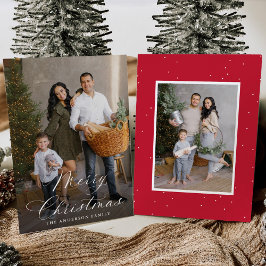 Elegant God jul Calligraphy Red 2 Photo Julkort