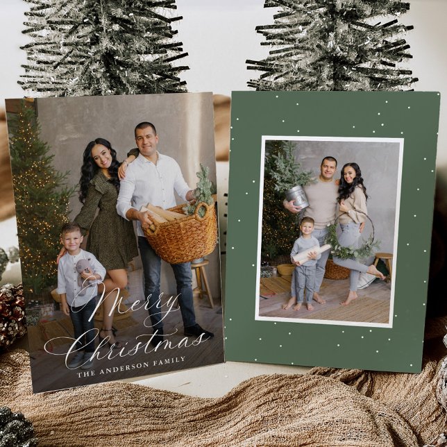 Elegant God jul Calligraphy Sage 2 Photo Julkort (Skapare uppladdad)