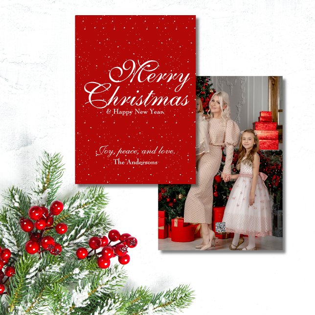 Elegant God jul| Ett foto| Red Julkort (Spread the holiday cheer this season with this simple yet elegant Christmas card. Order yours today!)