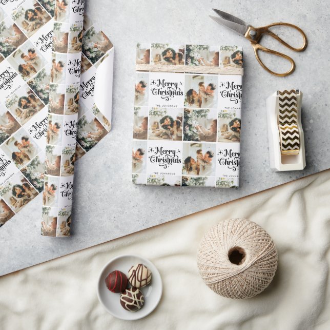 Elegant God jul Family 3 Fotokollage Presentpapper (Hantverk)