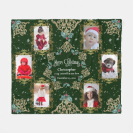 Elegant God jul Family Photo Collage Fleecefilt
