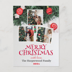 Elegant God jul Family Photo Collage Helg Vykort