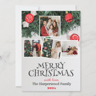 Elegant God jul Family Photo Collage Holid Julkort