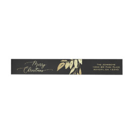Elegant God jul Faux Guld Black Botanical Etikettband