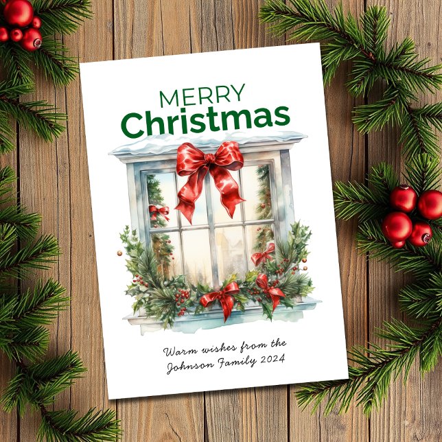 Elegant God jul för vattenfärgsfönster Julkort (Skapare uppladdad)