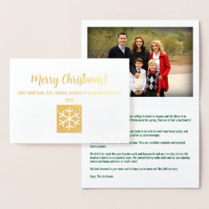 Elegant God jul Foto Julafton Brev Guld Folierat Kort