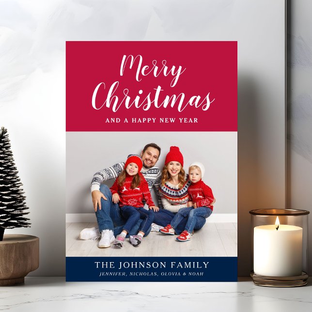 Elegant God Jul Foto Julkort (Elegant Merry Christmas Photo Holiday Card)