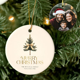 Elegant God jul Gräs Bow-familjfoto i Träd Julgransprydnad Keramik