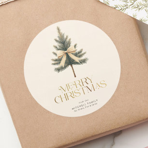 Elegant God jul Gräs Träd Bow-familjen Runt Klistermärke