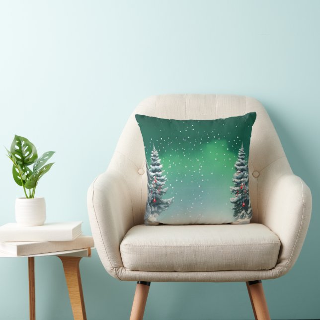 Elegant, god jul, gräs, träd vid Snö Kudde (Stol)