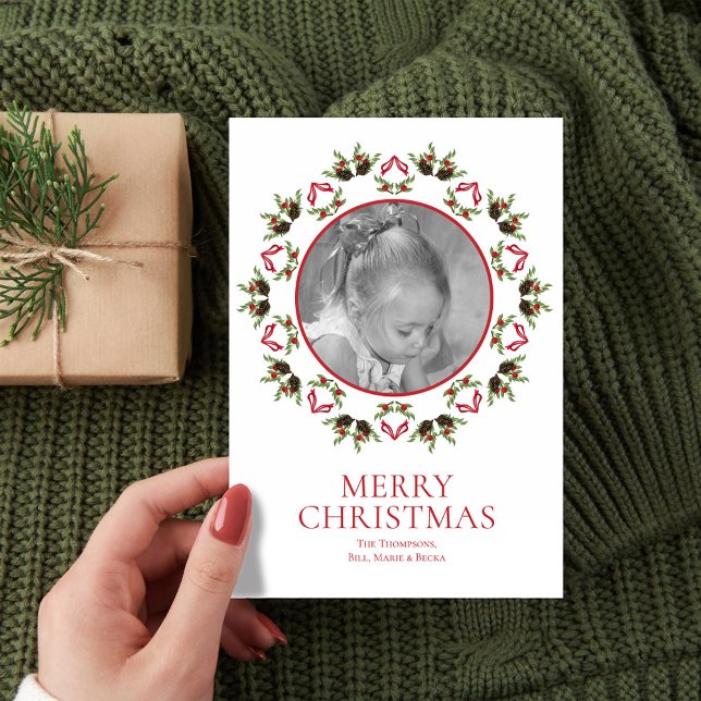 Elegant God jul Greenery Photo Julkort (Elegant Merry Christmas photo card template)