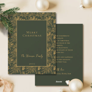 Elegant God jul Grönt Faux Guld Julkort