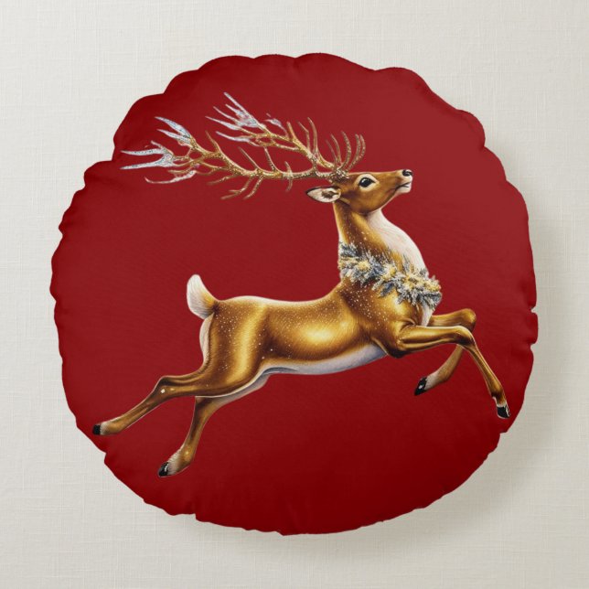 Elegant God jul Guld julafton festive pa Rund Kudde (Framsidan)