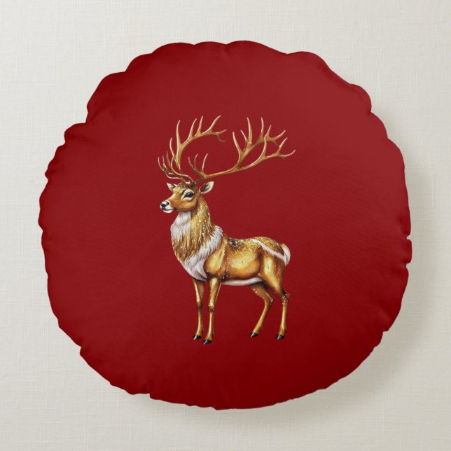 Elegant God jul Guld julafton festive pa Rund Kudde (Framsidan)