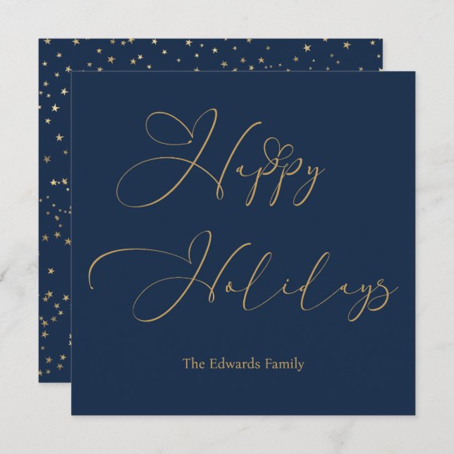 Elegant God Jul Guld Kalligrafi Hjarta  Julkort (Fram/baksida)