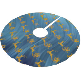 Elegant God jul Guld Santa Hjort julafton patte Julgransmatta Borstad Polyester