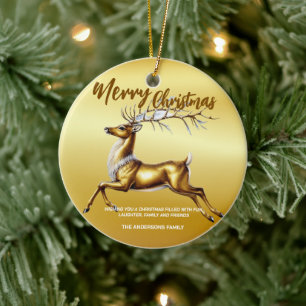 Elegant God jul Guld Santa Hjort Moose julafton Julgransprydnad Keramik