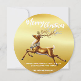 Elegant God jul Guld Santa Hjort Moose julafton Julkort