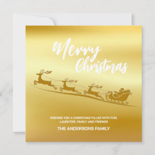 Elegant God jul Guld Santa Hjort Sled julafton Julkort