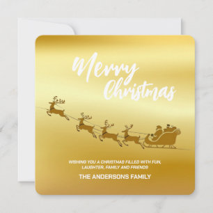 Elegant God jul Guld Santa Hjort Sled julafton Julkort