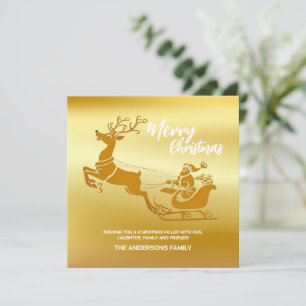 Elegant God jul Guld Santa Sled julafton patte Julkort