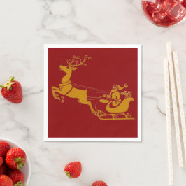 Elegant God Jul Guld Tomte släde hjort jul Pappersservett