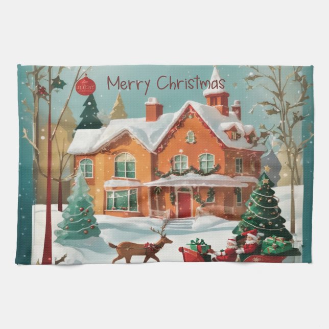 Elegant God jul Helgdag Kitchen Towel Kökshandduk (Horisontell)