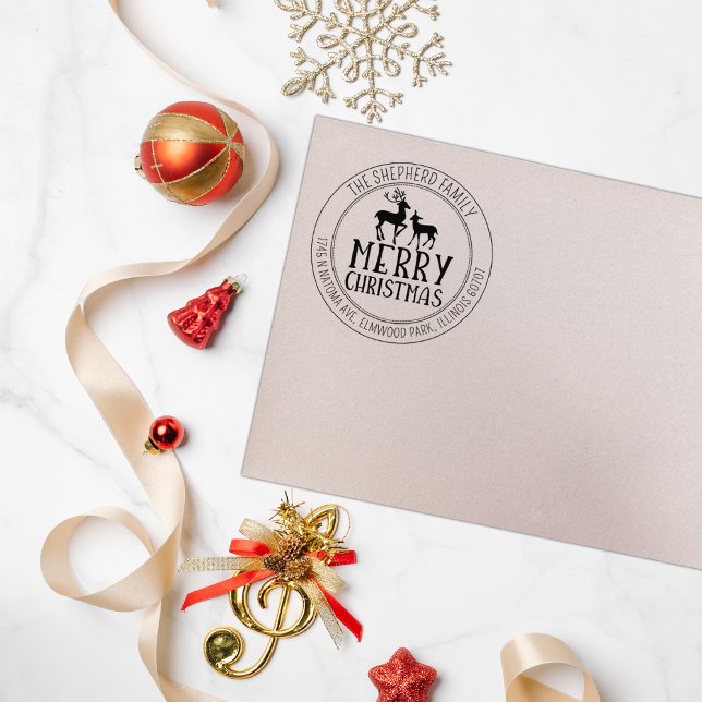 Elegant God jul Hjort Returadress Stämpel (Skapare uppladdad)