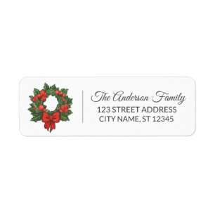 Elegant God jul Holly Wandan Returadress Etikett