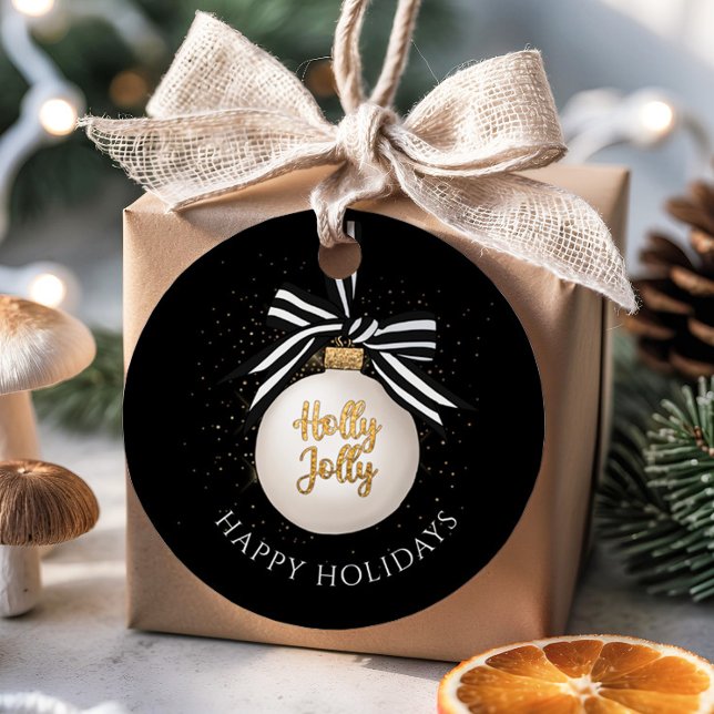 Elegant God Jul Julgransprydnad  Gåvor Etiketter (Elegant Happy Holidays Christmas Bauble Favor Tags)