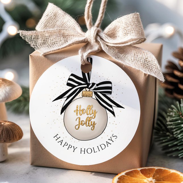 Elegant God Jul Julgransprydnad Gåvor Etiketter (Elegant Happy Holidays Christmas Bauble Favor Tags)