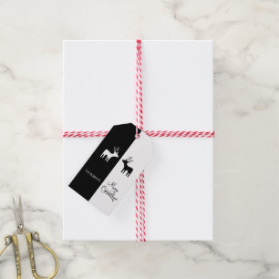 Elegant God jul, kursivt skript, svart vitt Presentetikett