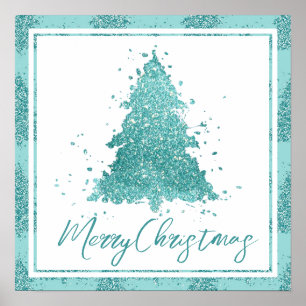 Elegant God jul   Luxe Aqua Mint Splatter Poster
