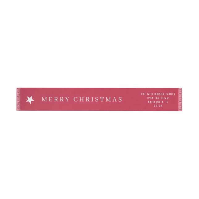 Elegant God jul Modern Custom Name Red Etikettband (Individual)