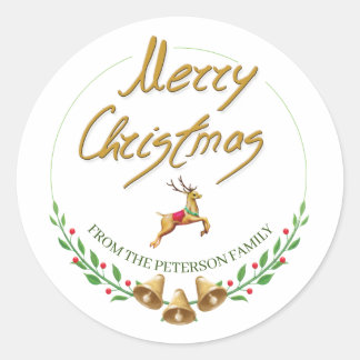 Elegant God jul Personlig Namn Sticker Runt Klistermärke