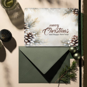 Elegant God jul Pinecones Evergreen Gren Julkort