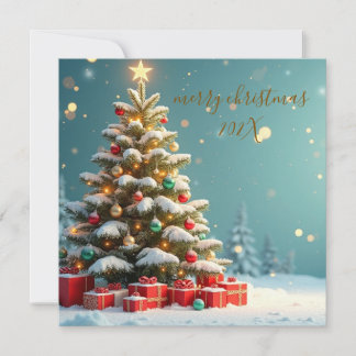 Elegant God Jul Platt Kort | Minimalistisk Guld