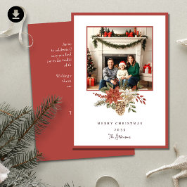 Elegant God jul Poinsettia Photo Julkort
