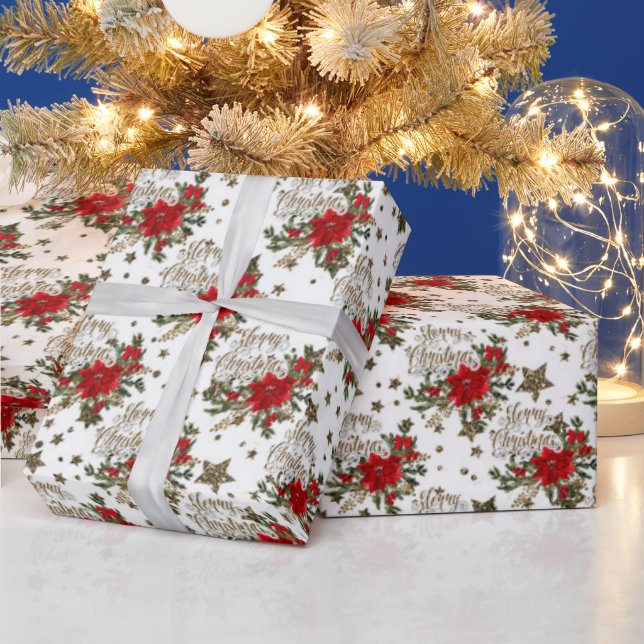 Elegant God jul poinsettias Presentpapper (Helgdagar)