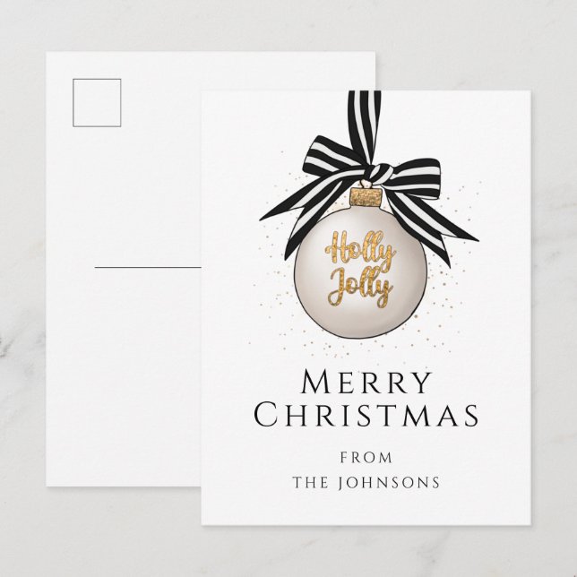 Elegant God Jul Pyntkula Högtid Vykort (Fram/baksida)