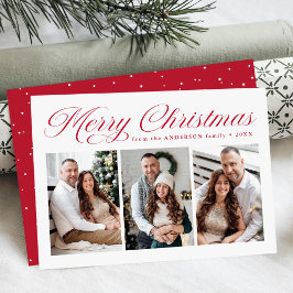 Elegant God jul Red Calligraphy 3 Photo Julkort