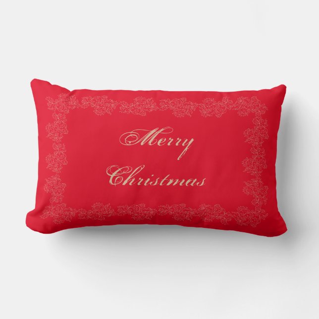 Elegant God jul Red Guld Lumbar Pillow Lumbarkudde (Framsida)