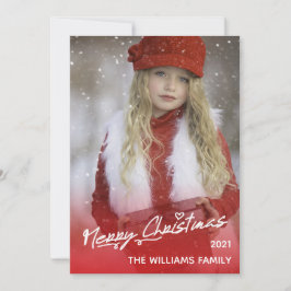 Elegant God jul Red Roligt Helgdag Photo Card Julkort