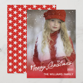 Elegant God jul Red Roligt Helgdag Photo Card Julkort