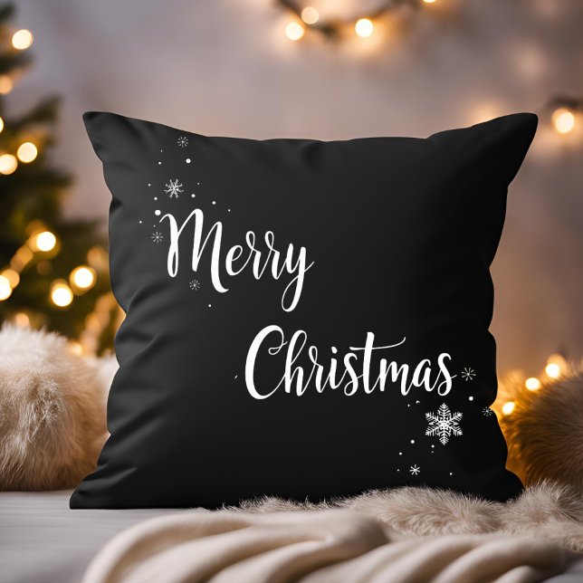 Elegant God jul Script Black Family Kudde (Skapare uppladdad)
